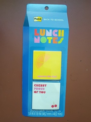 POST-IT Lunch Notes Bright Multicolored 1.9  X 1.9  2-Pads 25 Notes Each New