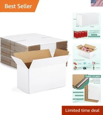 30-Pack White 11x6x6 Shipping Boxes - Durable Cardboard Mailers for Small Bus...