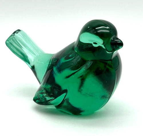 VTG Fenton 5163LE Sea Mist Green Art Glass Sparrow Bird Figurine ~ Orig Label