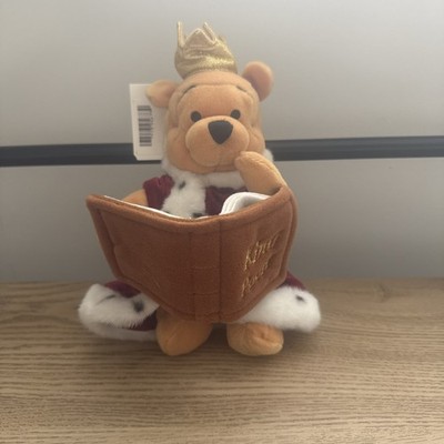 Disney Store 2002 Jubiläum Pooh König Stofftier Winnie Puuh Figur Beanie 8 Zoll