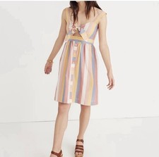 Madewell Tie-Front Cutout Dress in Sherbet Stripe Pattern. 8