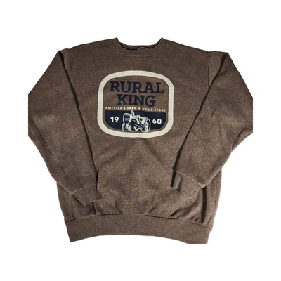 #ad Rural King Tractor Graphic Crewneck Sweatshirt Brown Men#x27;s Size L $10.00