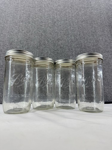Menge 4 Gläser Ball PINT AND A HALF Einmachgläser Wide Mouth Discontinued