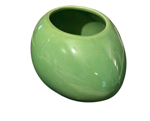 Vintage MCM Haeger Vase Planter Oval UFO Egg Shaped Lime Green Ceramic USA - Picture 3 of 15