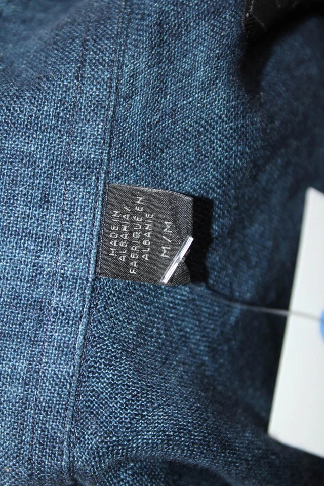 Top Saks Fifth Avenue Para Hombres Lino Cuello Abotonado Manga Larga Azul Talla L Foto 4 de 4