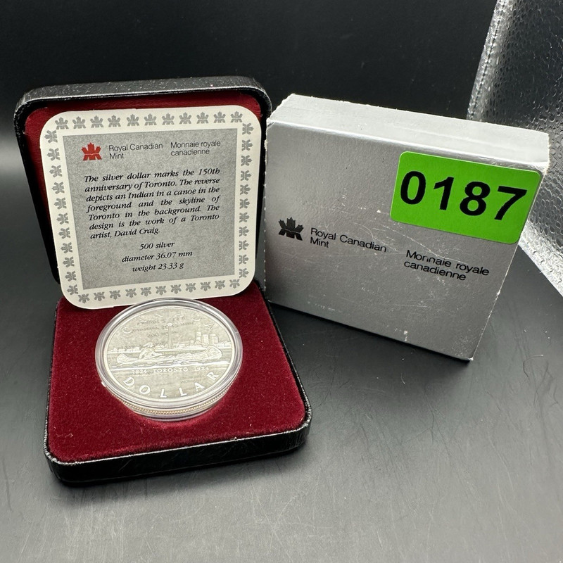 Royal Canadian Mint 1984 Canada $1 Toronto 150th Anniv .500 Silver