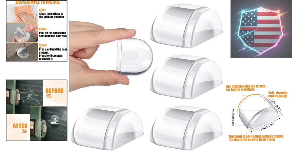 Tapones de puerta autoadhesivos transparentes de 4 piezas para una protección elegante del suelo Foto 2 de 4