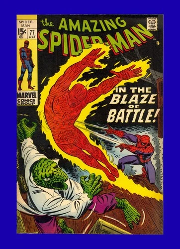 Amazing Spider-Man #77 - Lizard & Human Torch App - Romita Cover - 1969 - VF/NM