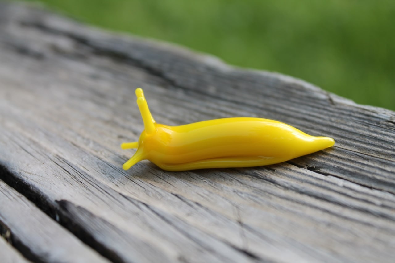 Yellow Spotted Slug glass sculpture GLASS SLUG lampwork Glass Animals