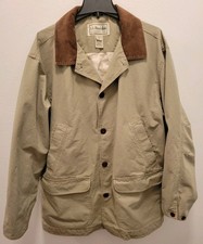 VTG LL Bean Jacket Mens XL Stone Canvas Barn Chore Khaki Farmer Corduroy Collar