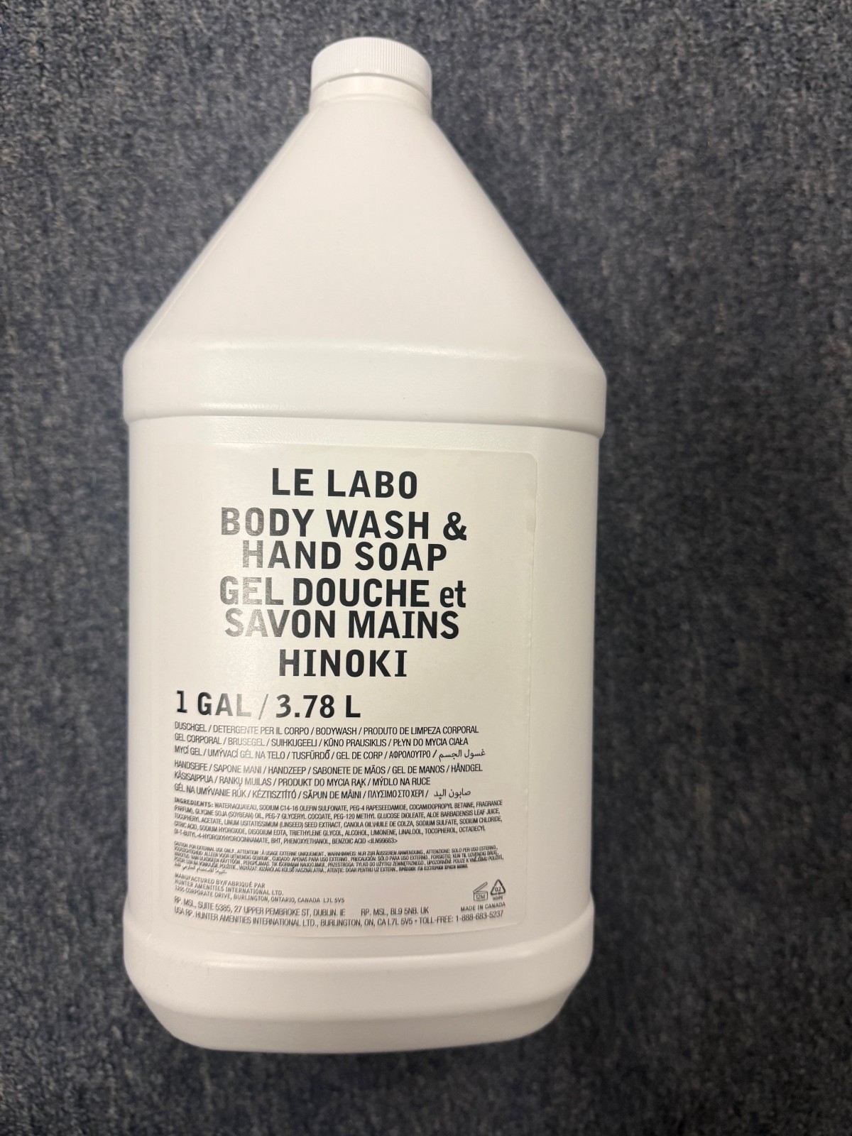 Le Labo Hinoki Shower Gel Body Wash and Hand Soap Gallon 3.78 liter