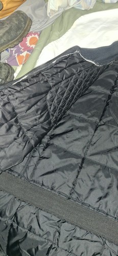 Giacca da tiro vintage Bob Allen nera puffer trapuntata con camoscio verde uomo XL - Foto 9 di 11