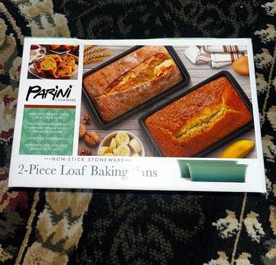 NEW IN BOX Parini 2-piece Twin Loaf Baking Pans 10.25 x5.75 x2.75 - Green
