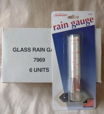 Lot Sunbeam Glass Rain Gauge 5" Tube & Mounting Bracket Graduated Qty 6 NOS
