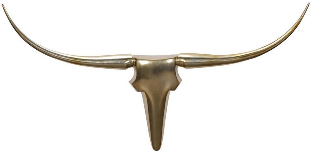 WOHNLING Bull WL1.391 Geweih Wanddeko Aluminium Gold 125 cm Wandskulptur
