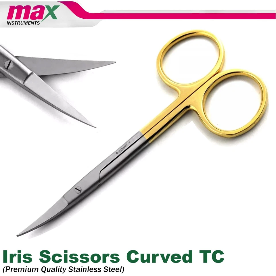 NEW GERMAN TC Iris Scissors 4.5" Curved Surgical Dental Surgery Instruments 5Pcs - Image 4 of 4