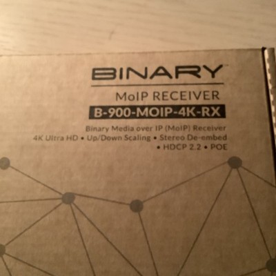 Binary 900 Series 4K Media over IP MoIP Reciever  B-900-MOIP-4K-RX Multimedia