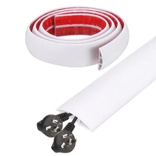 6ft D Cord Cover Floor W0.5" x  H0.3" Hide Cable Wire Covers White