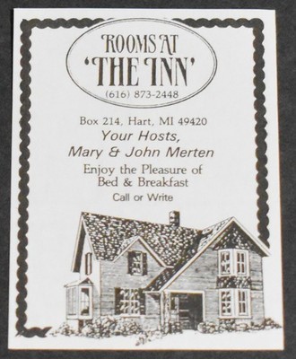 1989 Print Ad Michigan Hart Rooms at The Inn Mary John Merten Bed Breakfast Art
