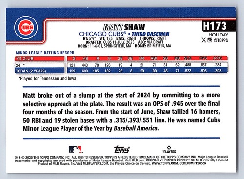 2025 Topps Holiday Base  # H 1 - H 200  - PICK YOUR CARDS - 第 276/318 張圖片