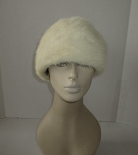 Vintage 1950's-60's White Mink Fur Winter Hat