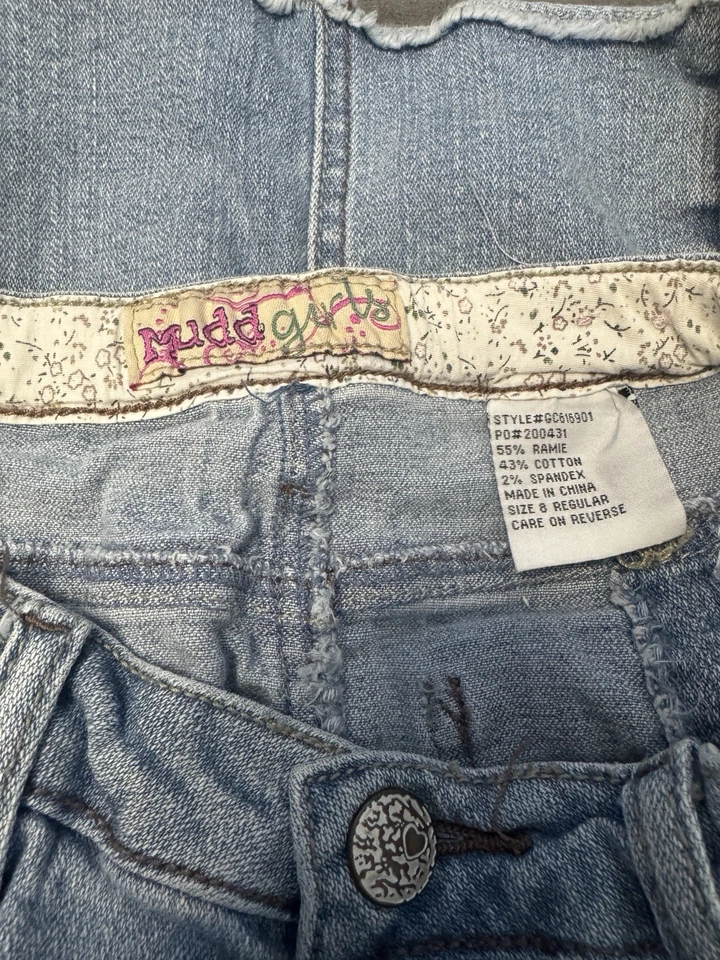 Falda vaquera muda para niñas talla 8, regular con detalles de encaje y cintura ajustable Foto 4 de 4