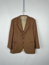 Brioni Wenberg Vintage 90s Wool Blazer Men Size L Plaid Brown 2 Button Jacket
