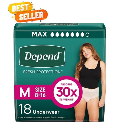 Odor-Control Adult Diapers for Women - Blush, Medium, 18 Count, Disposable