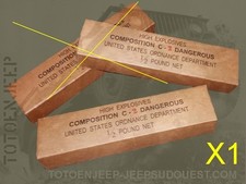 REPRO DEFENSIVE COMPOSITION C2 EMPTY DEMOLITION INERT BLOCK. jeep willys us ww2