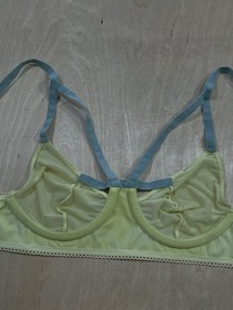 For Love And Lemons Skivvies Green lace Underwire Balconette Bra Size Small