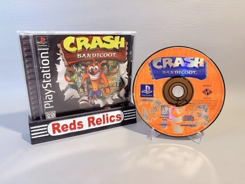 Crash Bandicoot (PS1) Black Label Orange Disc! CIB Complete + Reg Card - Clean