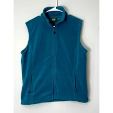Forestland Outfitters Fleece Vest Teal Full Zip Sleeveless Outdoor Casual Top