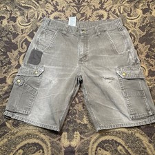 Carhartt B357 Relaxed Fit Ripstop Cargo Work Shorts Green Size 34 Distressed