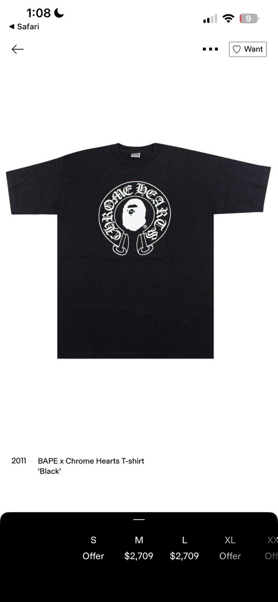 A Bathing Ape x Chrome Hearts Black Baby Milo Men's Medium Graphic