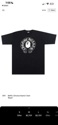 A Bathing Ape x Chrome Hearts Black Baby Milo Men's Medium Graphic