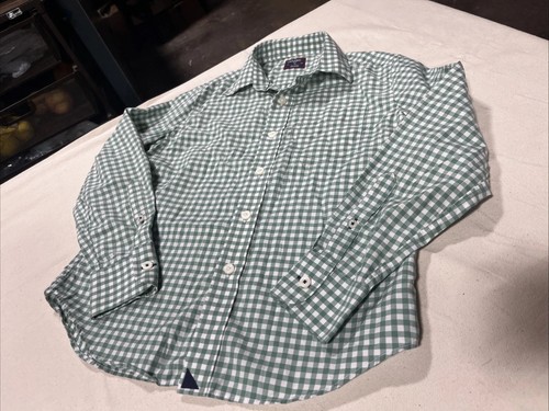 UNTUCKit Shirt Boys 10 Long Sleeve Button Down Cotton Green White Check 