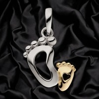 AnhäNger FüßE Babyfuß 925 Sterling Silber Bicolor Vergoldet
