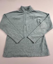 Eddie Bauer Pullover Womens Medium Green Fleece 1/4 Zip Mock Neck Sweater