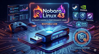 Nobara Linux 43 Bootable USB   Gaming & Performance Linux (GNOME / KDE / NVIDIA)