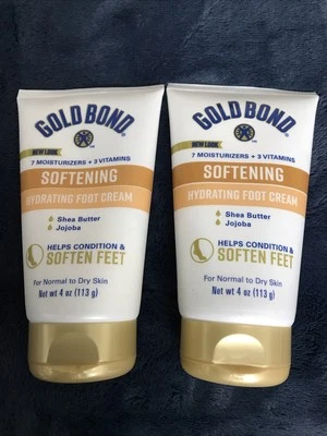 2 PACK Gold Bond Softening Hydrating Foot Cream Shea Butter Jojoba 4 oz each