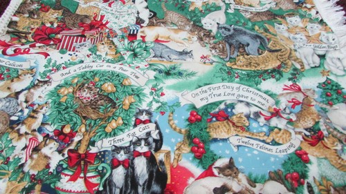 Vintage Robert Kaufman Peggy Toole THE JOYS OF CHRISTMAS Kitten Fabric New OOP