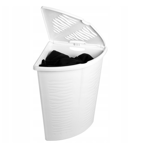Corner Laundry Basket Lid 45L Linen Wash Storage Hamper Dirty Clothes Bin - Picture 16 of 32