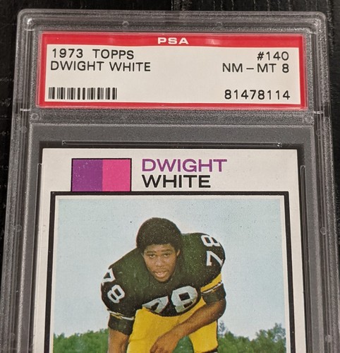 1973 Topps Dwight White ROOKIE CENTERED PSA 8 NM-MT Steelers #140 Original RC - Foto 2 di 3
