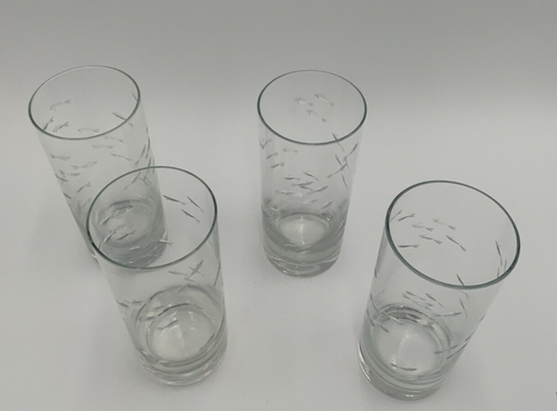 Juego de 4 vasos Highball de pescado cortados a mano Krosno Poland Reef de jaula y barril - Imagen 4 de 4