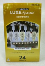 Gemmy Lightshow 24Ct 23ft C9 Luxe Sparkle White LED Christmas Light 1006 215 601