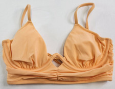 Shade Shore Womens Orange Shirred Keyhole Underwired Bikini Swim Top Size 34C