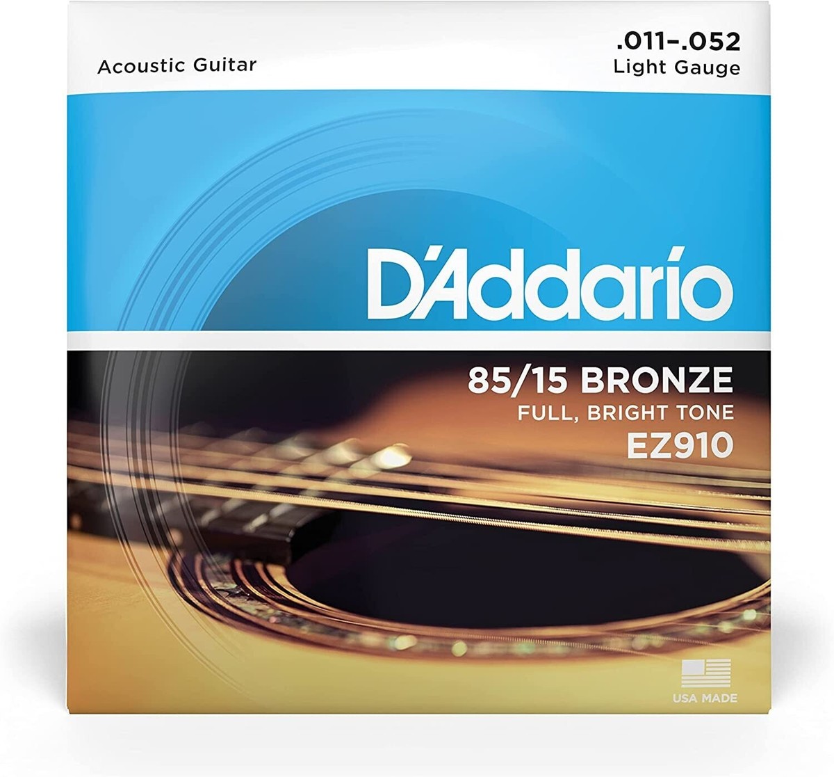 3 Confezioni Di Corde Per Chitarra Acustica D'Addario EZ910 – Bronzo, 11-52, Roundwound, USA