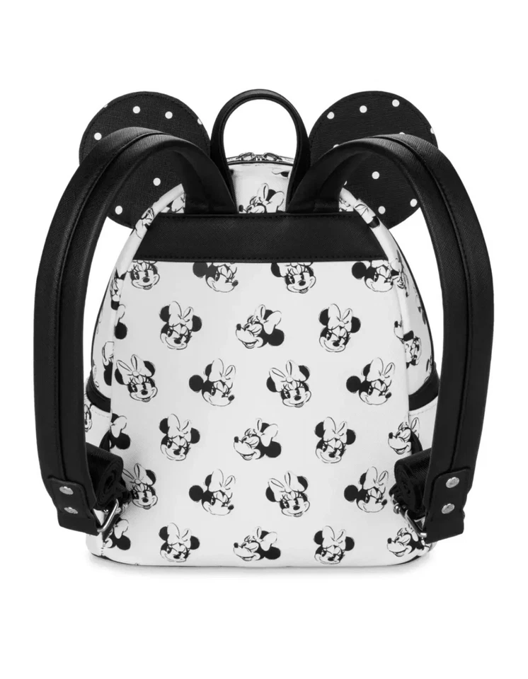 Mochila a lunares Loungefly Disney Minnie Mouse Faces. Color blanco y negro Foto 2 de 2