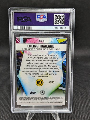 Erling Haaland Topps Sapphire Future Stars Green Refractor /75 PSA 9 Card #FS-EH - Picture 2 of 2