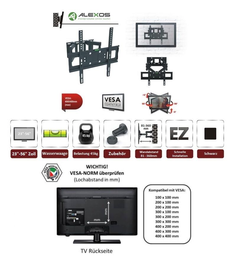 TV Wandhalterung A66 für PANASONIC TX-40DSW504 und TX-49ESW404 Halterung Halter